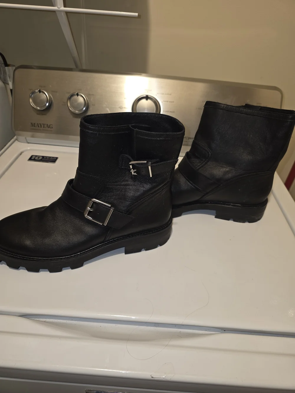Banana Republic Black Leather Buckle Ankle Booties